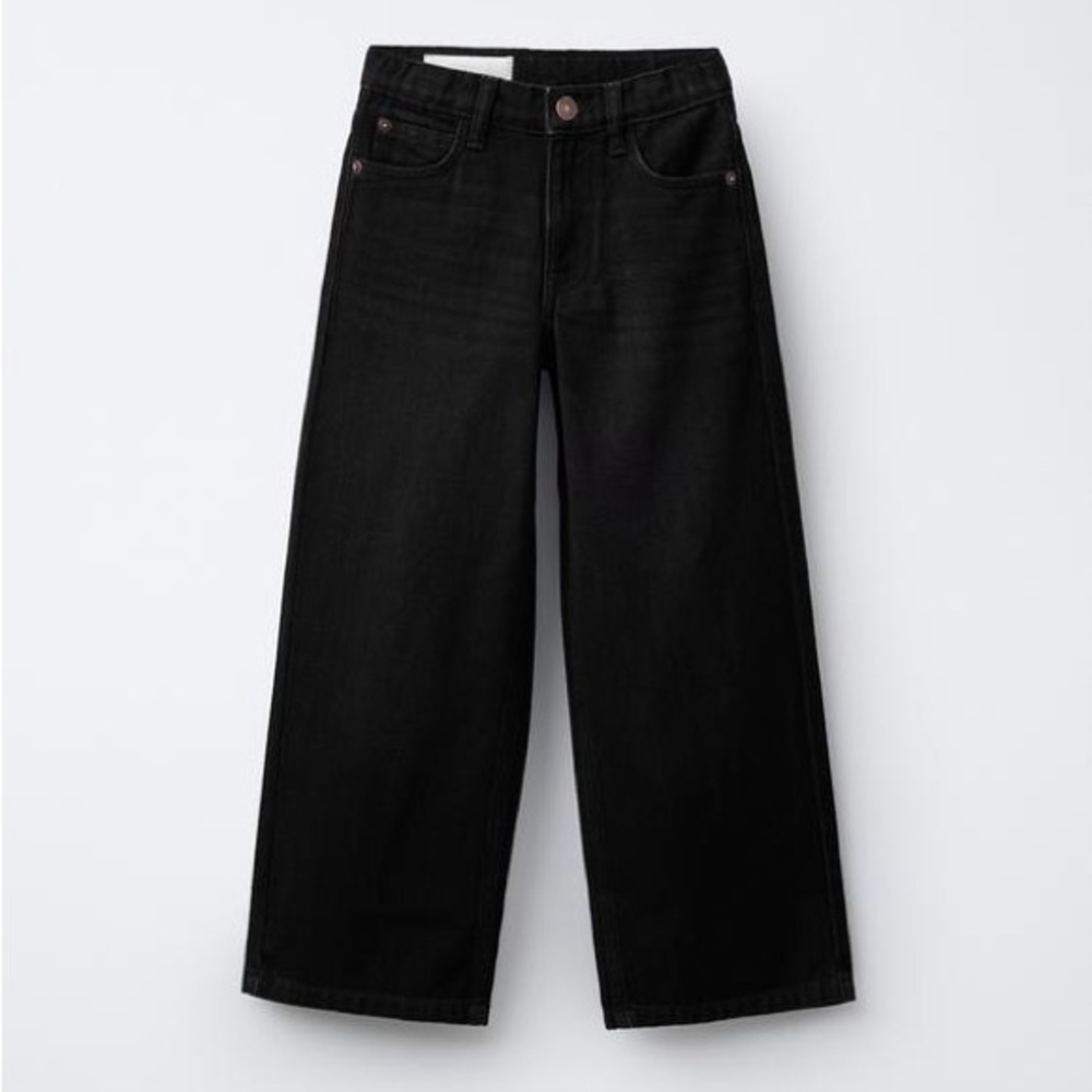 Zara Black Flare Wide-Leg Cropped Jeans Size 2 NWOT